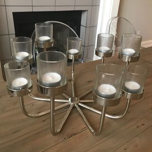 Crate & Barrel Modern Silver Candelabra